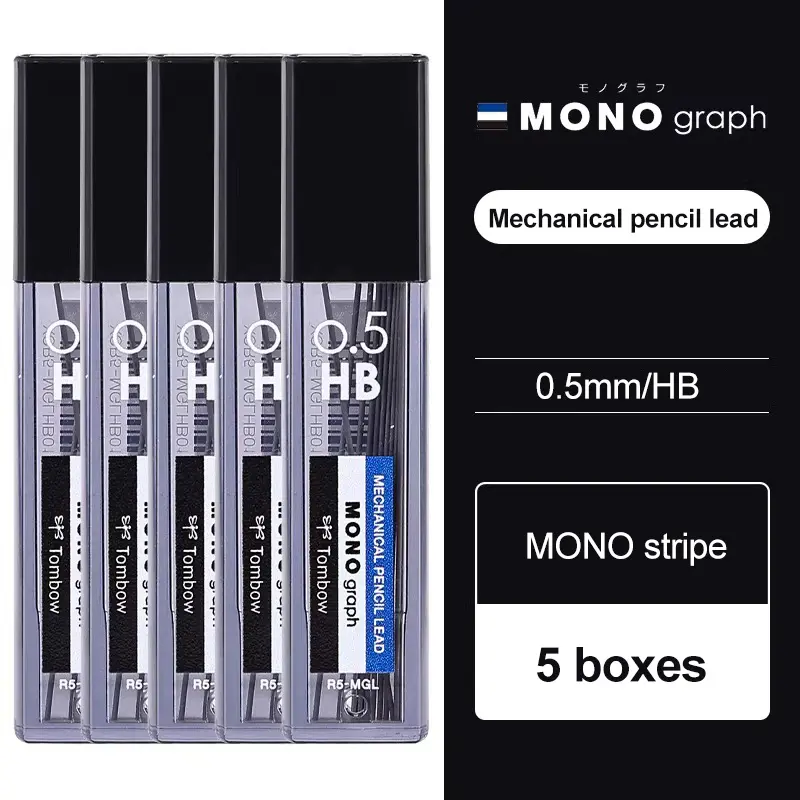 5pcs Japan Tombow Mechanical Pencil Lead MONO Graph 0.5mm Non Breakable Lead Student 2B/HB Activity Lead XCR5-MGL Art Supplies - Image 7