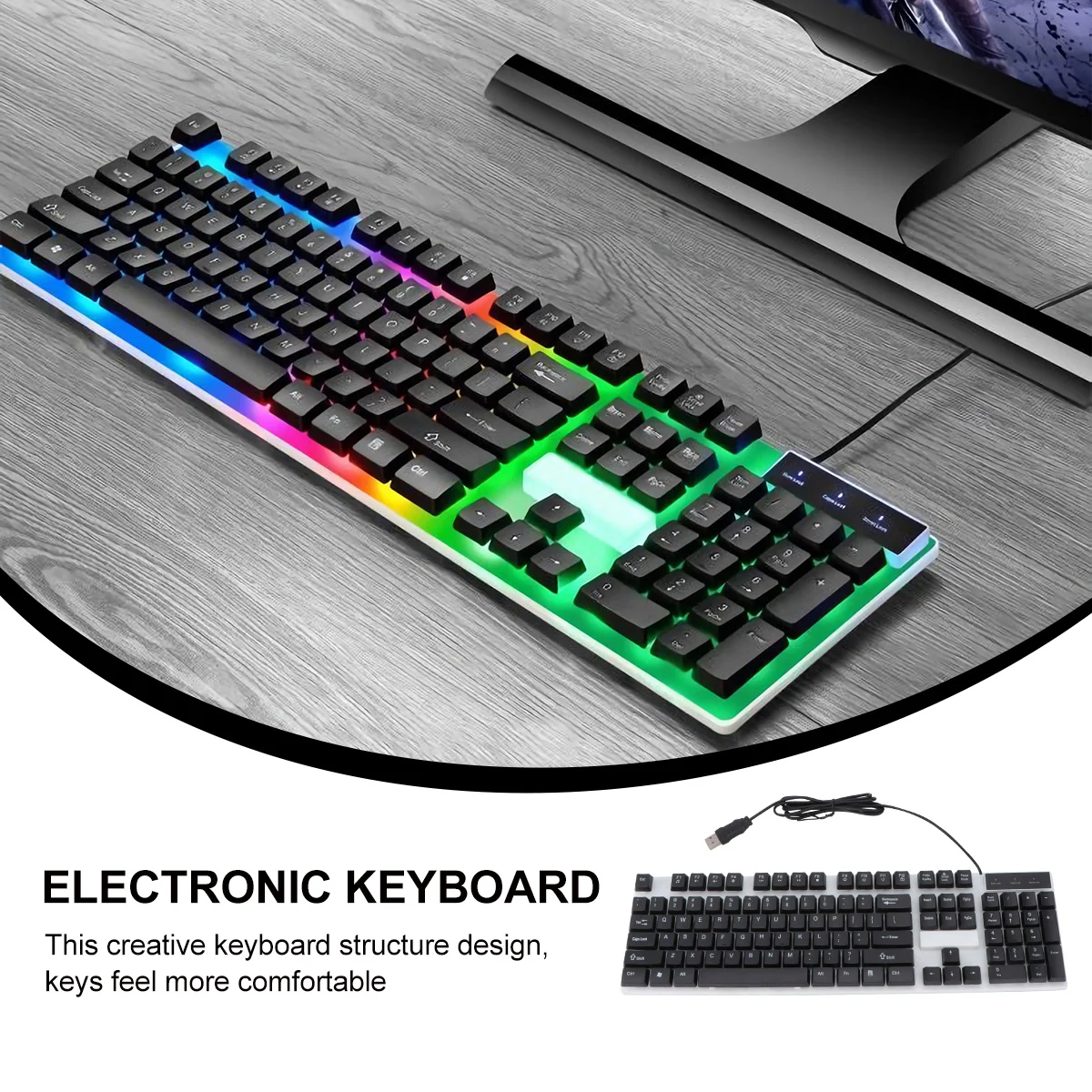 

Проводной игровой компьютерный аксессуар E_Sports Клавиатуры Портативная дорожная пластиковая игровая клавиатура USB Механическая электронная