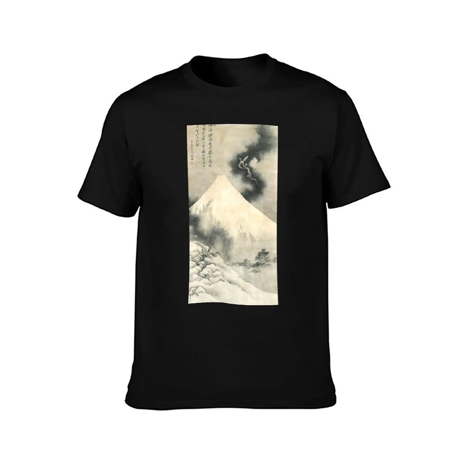 Hokusai Dragon Flying Over Mount Fuji T-Shirt, Summer Casual Cotton Tee, Oversized Streetwear Tops, Vintage Graphic Print