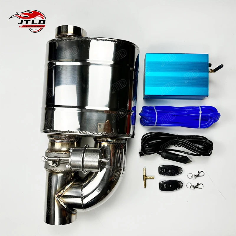 JTLD High Quality 3'' 76mm Universal Single Vacuum Valve Muffler With Remote Control For Car Valvetronic Exhaust System