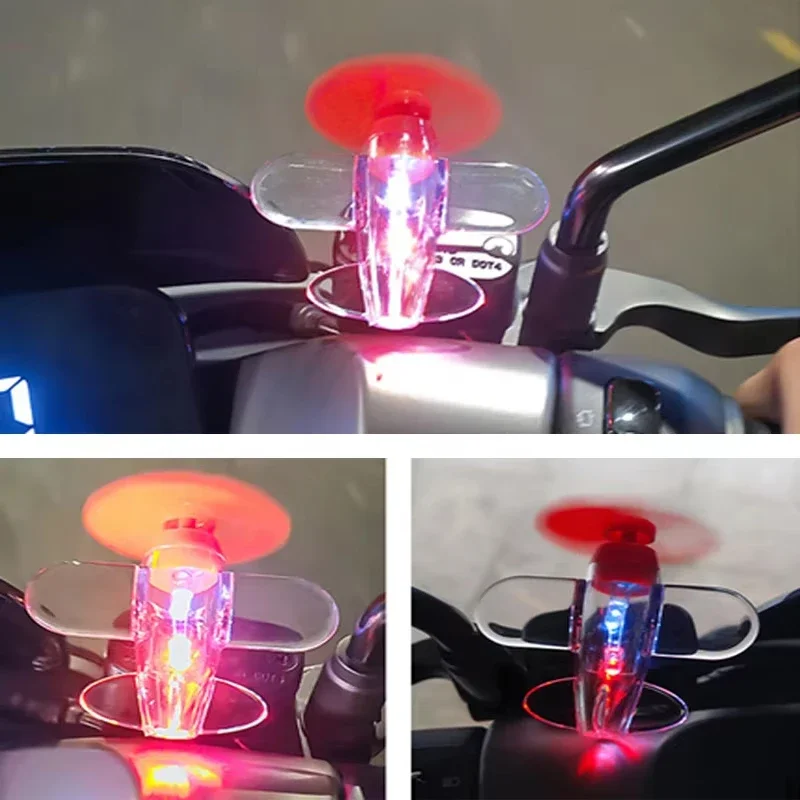 Wind Powered LED Airplane Night Light Ornament Rotating Motorcycle Handbar Car Rearview Mirror Decoration Eco-Friendly Motion image 5