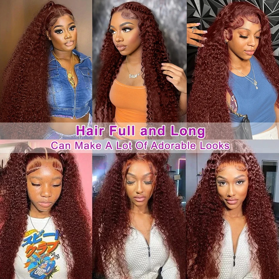 200 Density 30 40 Inch Reddish Brown 13x6 Lace Frontal Wig Colored Curly Wigs Human Hair Deep Wave 13x4 13x7 HD Lace Frontal Wig