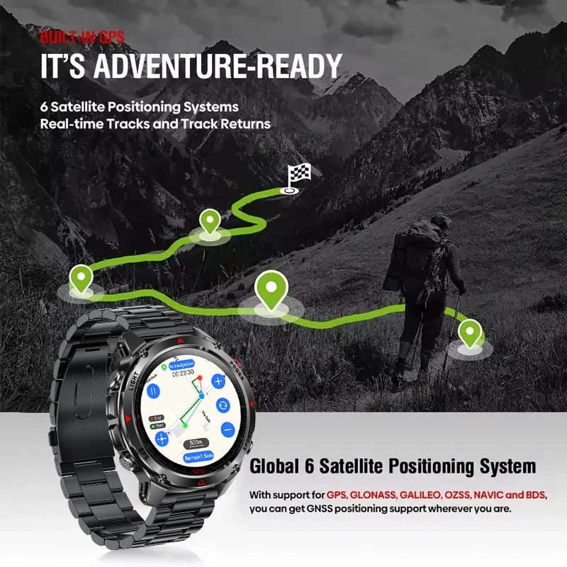 2025 جديد T-Rex 3 Pro GPS ساعة ذكية 3ATM مقاوم للماء مدمج ثنائي النطاق AGPS بوصلة رياضية عسكرية بلوتوث ساعة ذكية للرجال