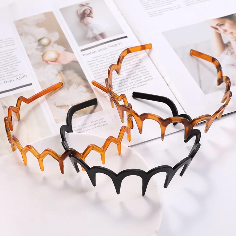 Shark Long Tooth Hair Hoop Resin Zigzag Band Notched Headwear Non-slip DIY Styling Accessories Wave Comb Headband Women Gift