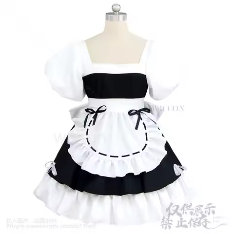 Anime Alien Stage Cosplay Sua Costume White Maid Dress Lolita Headwear Wigs For Halloween Christmas Women Role Play Customized