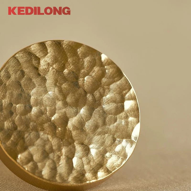 KEDLO Vintage Solid Brass Hammer Knob Nordic Modern Simple Cabinet Door Drawer Cabinet Circular Handle Gold Handle