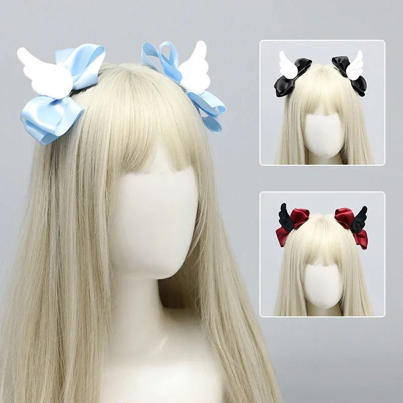

Angel Wing Ribbon Bow Hair Clip Y2K Girl Harajuku Gothic Original Subculture Accessories Hair Clips Pins Hairpin Barrettes