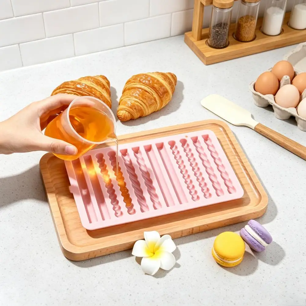 Professional Pastry Molds for Parties Silicone Twist Pretzel Mold 12 Cavity Baking Tray Non-stick for Bakers for Baking