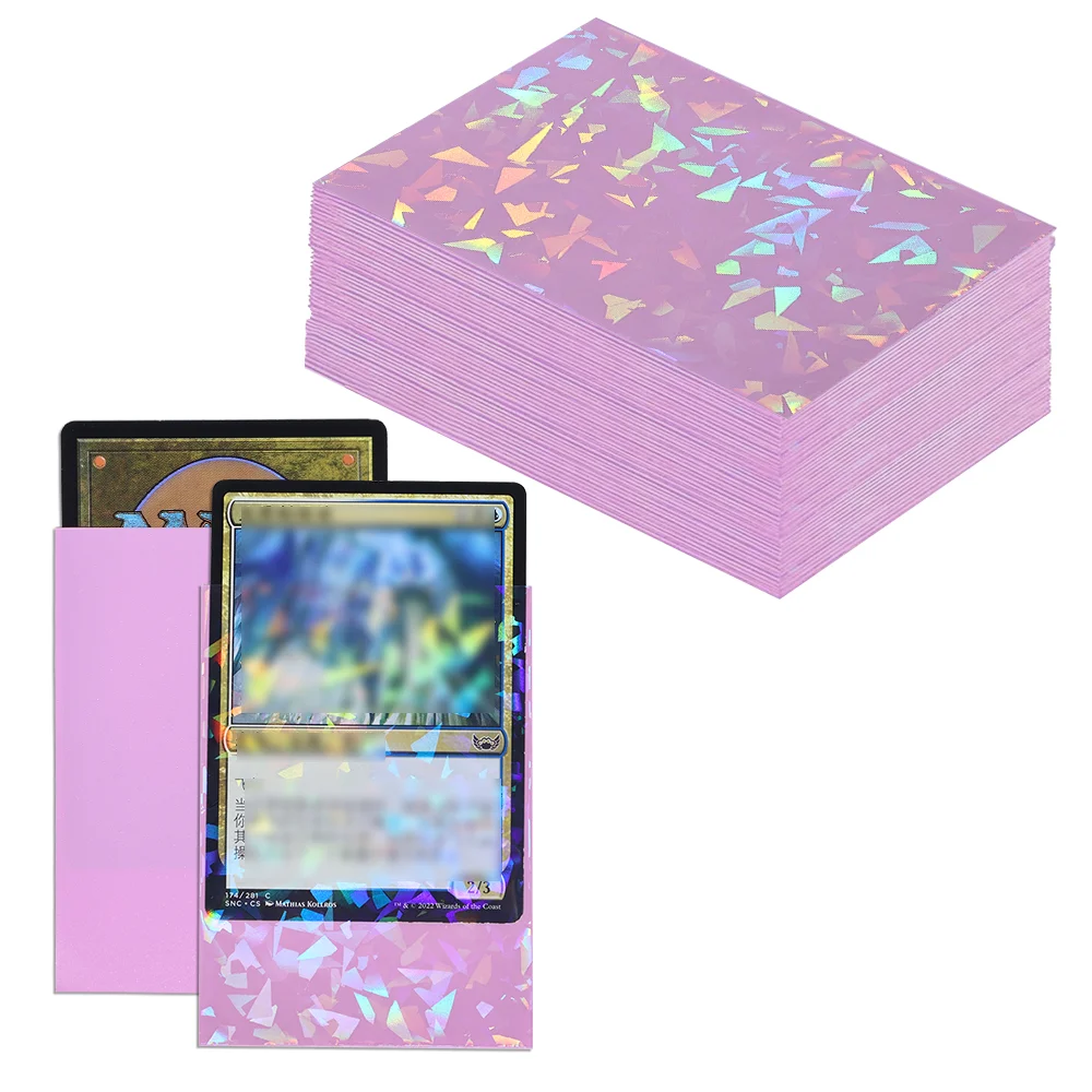 60PCS Holographic กระจกแตกการ์ด photcard Protector 66x91 มม.สําหรับ Magic TCG การ์ดเกม, anti-Scratch ระยิบระยับฟอยล์