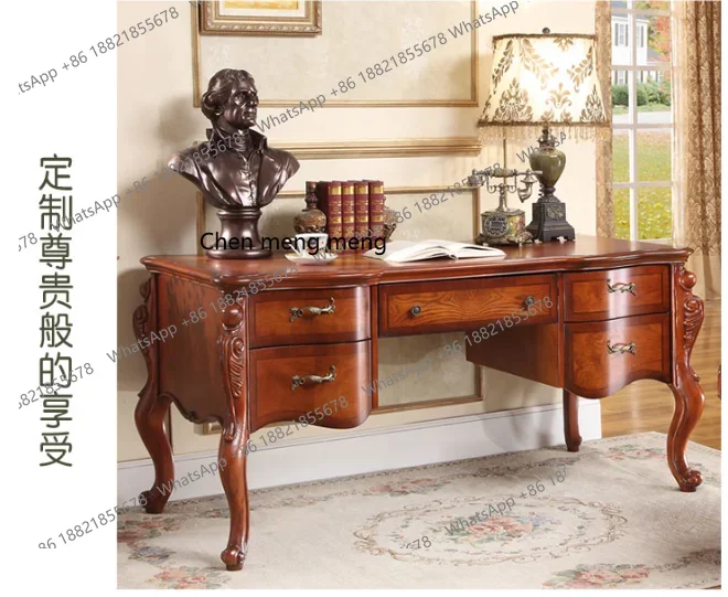 A139 مكتب الكتابة المنزلية الأمريكية الخشب الصلب مكتب أوروبي سطح المكتب مكتب كلاسيكي #4