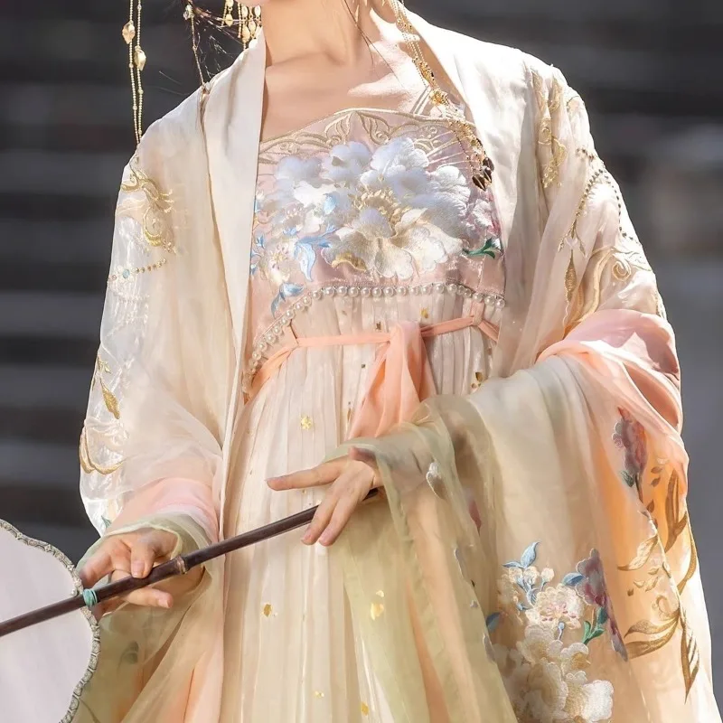 

Traditional Women Tang Dynasty Embroidery Hanfu Dress Elegant Ancient Lady Vintage Stage Dance Costume Party Dress Chinese Style