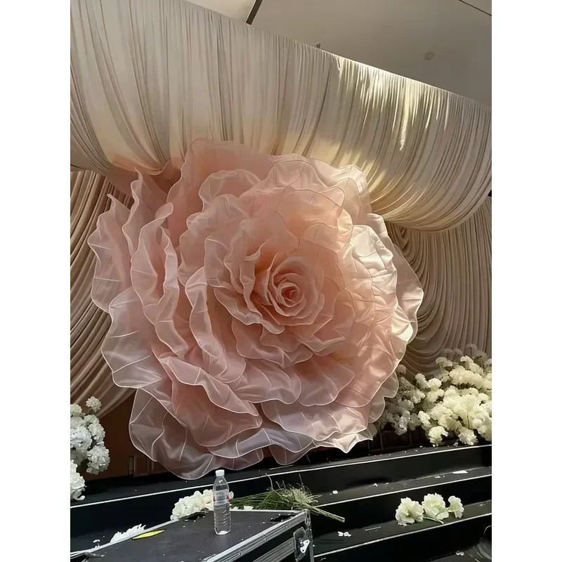 QZ034 Giant Peony Flower Wall Wedding Decoration High Quality Organza Backdrop Stage Centerpiece Installation for Event Party
