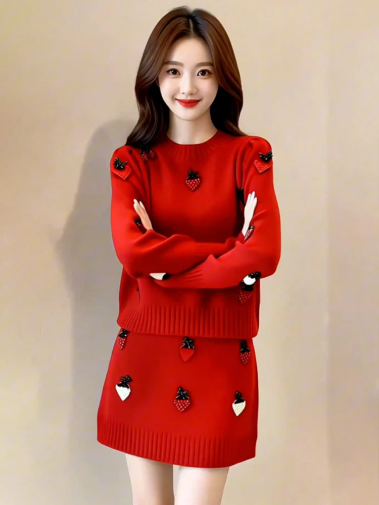 

Faionable Waist-Cinching Skirt Set Women's Winter Lazy Sle Clete Set ular 2026 High Waist Printed Long Sve