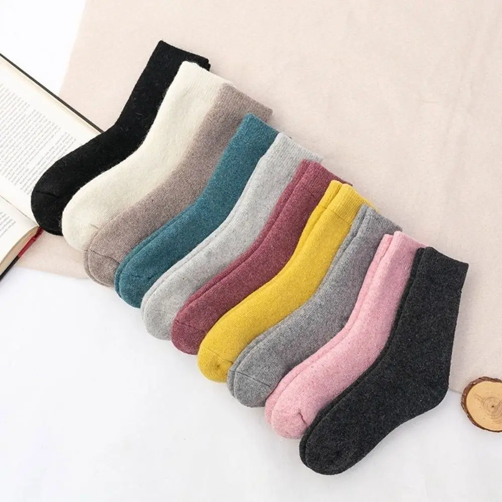 New Thickened Thermal Long Socks Solid Color Breathable Warm Socks Comfortable Cold Proof Stockings Women