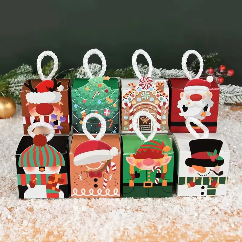 10/20Pcs Christmas Gift Packing Box Cartoon Santa Claus Xmas Tree Candy Cookie Boxes Bags Children Favors Navidad New Year 2025 6