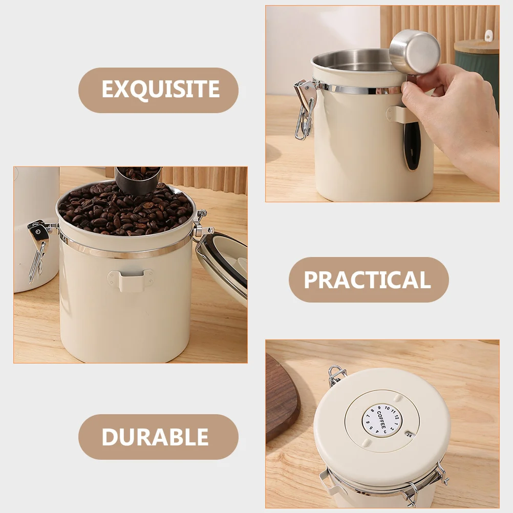 

1Set Stainless Steel Sealed Tank Food Storage Jar Airtight Coffee Bean Canister Tea Canister Kitchen Organizer