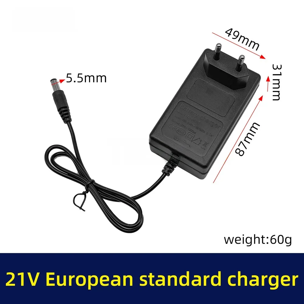 

21 В, стандартный разъем питания ЕС, зарядное устройство для аккумуляторной дрели, ключ, разъем питания европейского стандарта 0,5 А