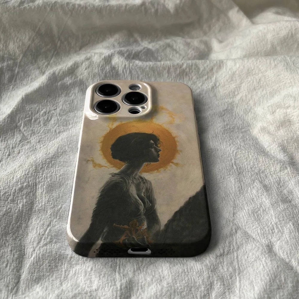 Ins Sun Oil Painting Girl Artistic PhoneCase for IPhone 15 14 13 Pro Max 12 11 Pro Plus XR XS Max SE3 Shockproof Silicone Cover