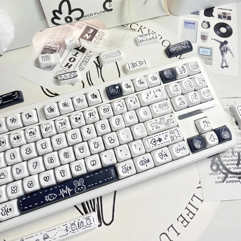 131 tasti PBT Copritasti Profilo MOA DYE-SUB Copritasti per 61/87/96/98/104/108 Tastiere meccaniche Carota Conigli Tema Keycap