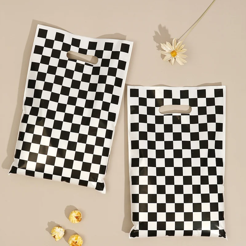 Black And White Checkered Bags Race Car Theme Party Favor Bag Goodie Candy Bags for Race Car Theme Birthday Party Decorations