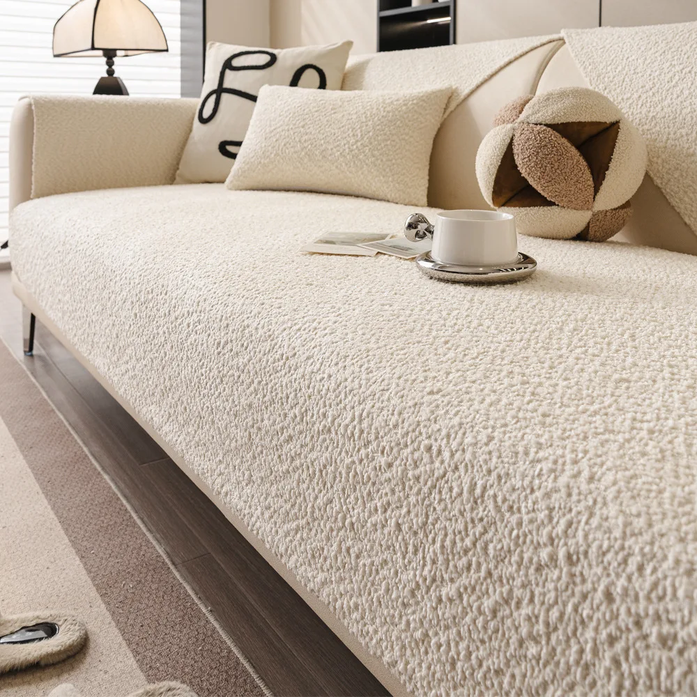 Thicken Short Plush Sofa Cover Non-slip Durable Sofa Towel Winter Warm Universal Couch Slipcover Cushion for Home Decor