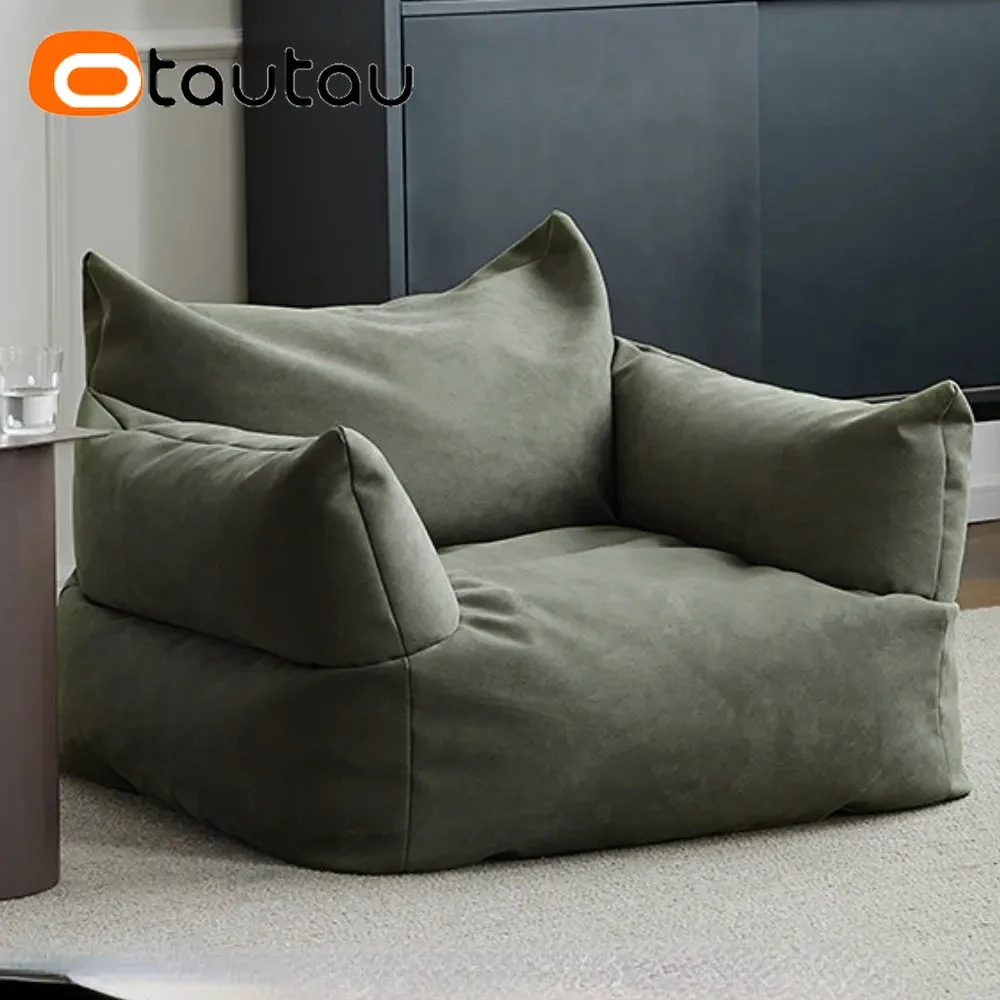 OTAUTAU Waterproof Suede Single Sofa Bean Bag Cover Without Filler Outdoor Garden Frameless Couch Foor Seat Pouf Armchair SF051