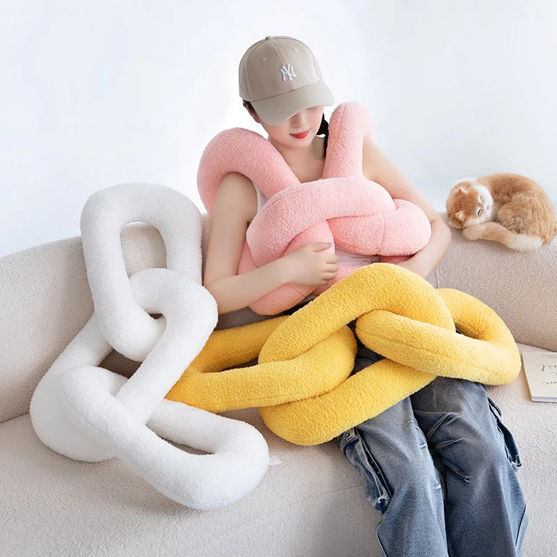 60-130cm INS Style New Hot Colorful Gaint Plush Throw Pillow Knot And Chain Plush Pillow Super Soft Warm Hug Home Decor