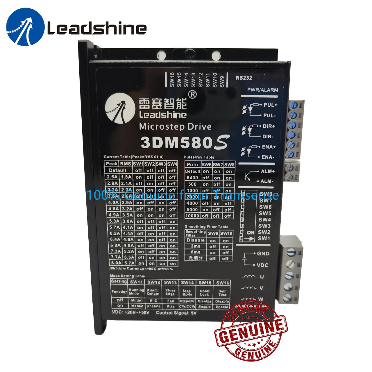 Leadshine-controlador de micropasos Digital trifásico 3DM580S, fuente de alimentación de 20 a 50V, Motor paso a paso antiguo, 3ND583