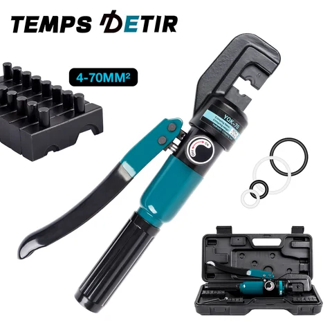 가정용 유압 플라이어 4-70m², 압력 10T, 압착 도구, DIY 케이블 배선 압착 키트, 4/6/8/10/16/25/35/50/70mm² 몰드 포함