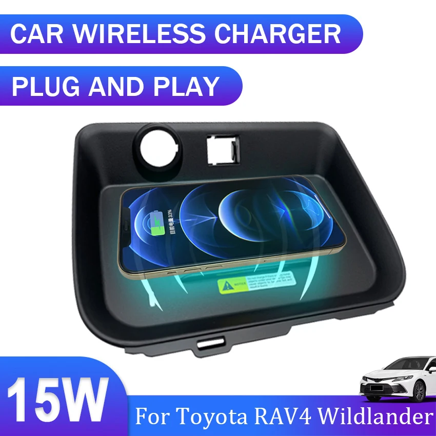 

15W QI Fast Phone Car Wireless Charger For Toyota RAV4 Wildlander 2020 2021 2022 Automobiles Parts Accessories Left Hand Driving