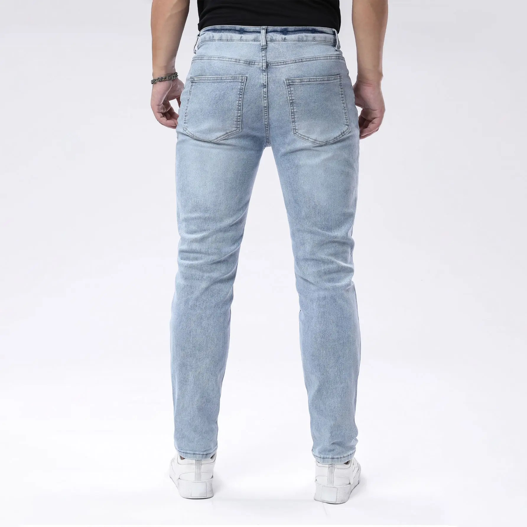 New Men's Four Seasons Jeans Elastic Denim Pants Look Slim and Slim Men's Jeans