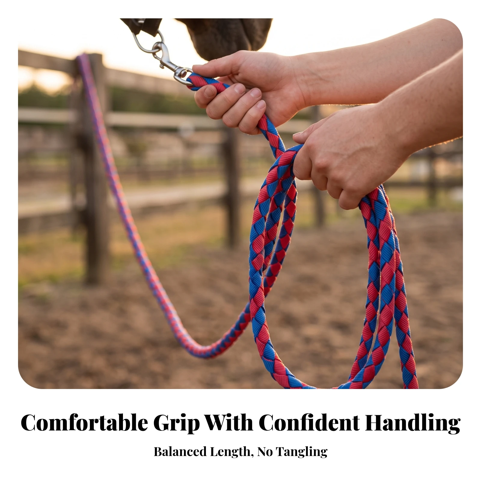 Braided Lead Rope with Snap Hook Comfortable Horse Lead Rope Tack Secure Weather Resistant for Equestrians, Stable, Training