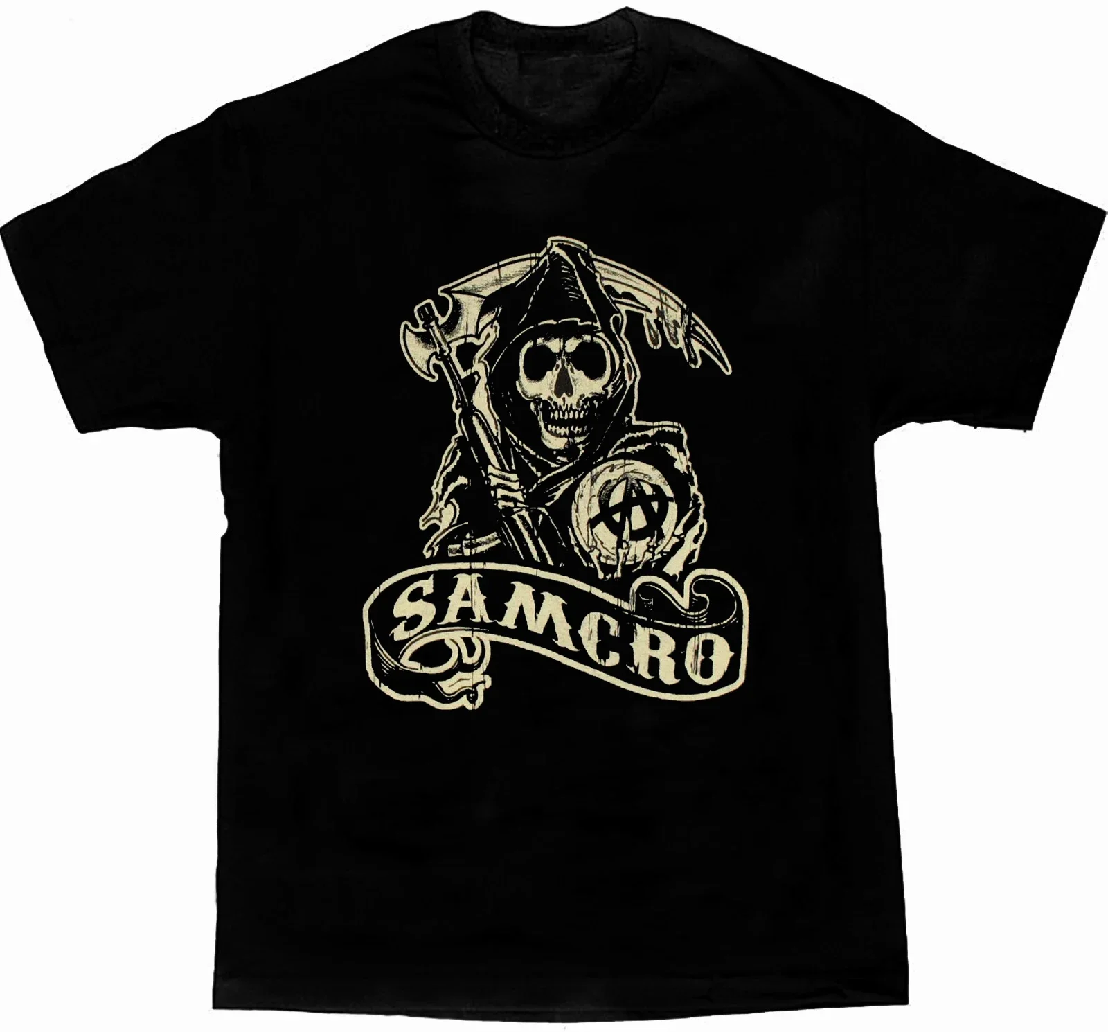 Vintage SOA Grim Reaper Symbol SAMCRO Motorcyclist T-Shirt 100% Cotton O-Neck Summer Short Sleeve Casual Mens T-shirt Size S-3XL