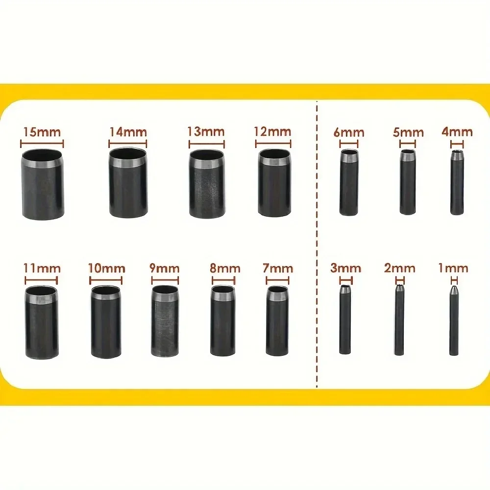 15 Sizes Round Hole Punch(1-15mm), Hollow Punch Cutter Tool Set with Storage Case, Leather Hole Punch, Leather Craft Die Cutter