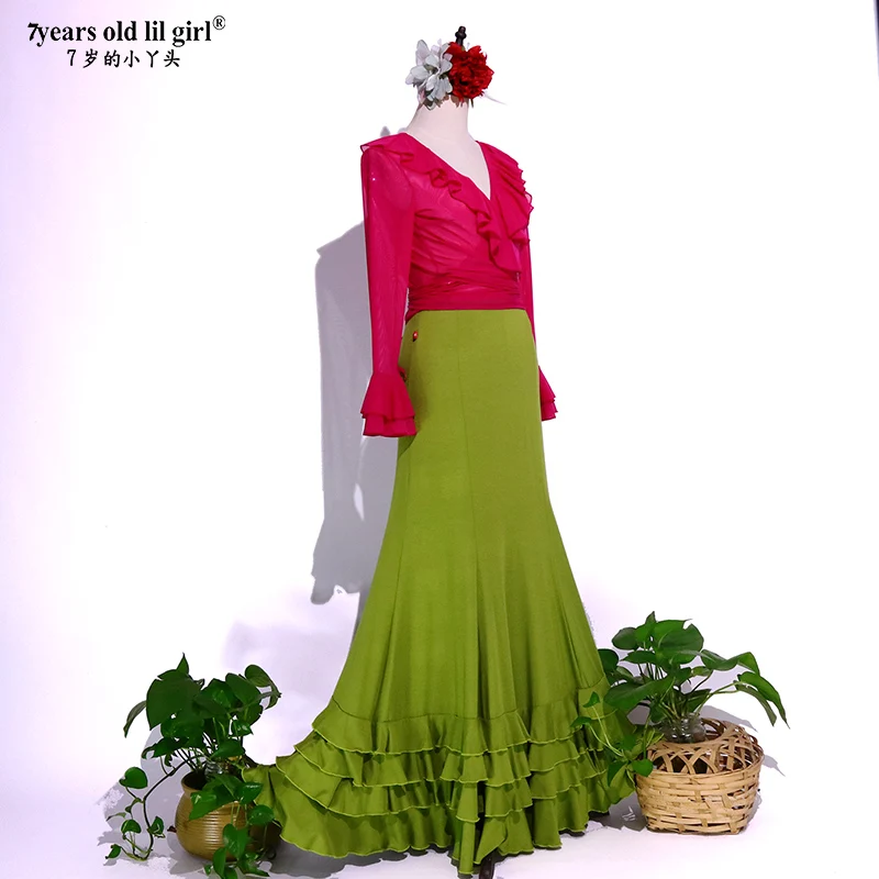 Odzież taneczna Flamenco Spódnica do tańca dla kobiet Kostium występów ESS21