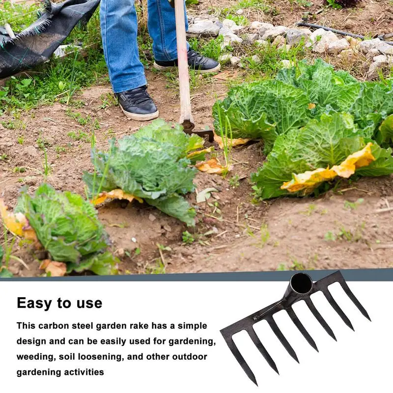 Metal Garden Rake Loosen Soil Weeding Scarifier Artifact Agricultural Tool Dethatching Rake With Sharp Teeth home garden Weeding