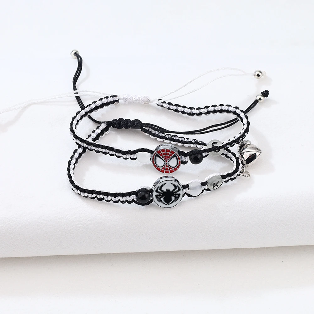 2Pcs/Set Couples Knitted Adjustable Bracelet Fashionable Simple Clothing Jewelry Accessories Couples Bestie Perfect Gift