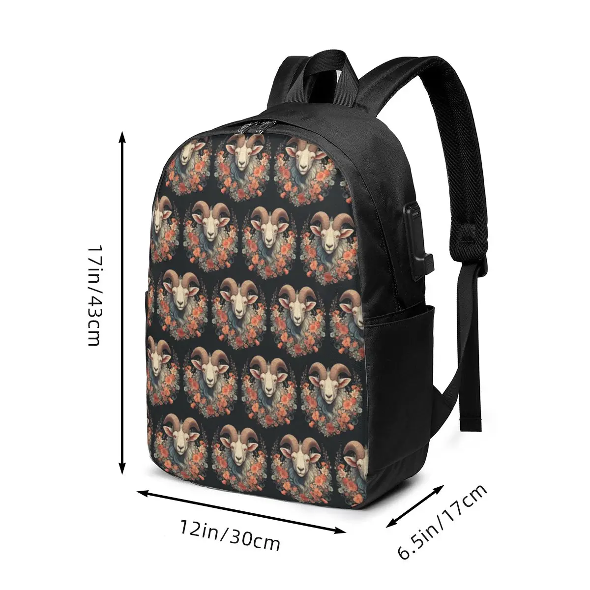 Goat Is Around Flower Backpack Travel Notebook Bag Computer College Student School Bag Laptop Shoulder Bags for Men Women