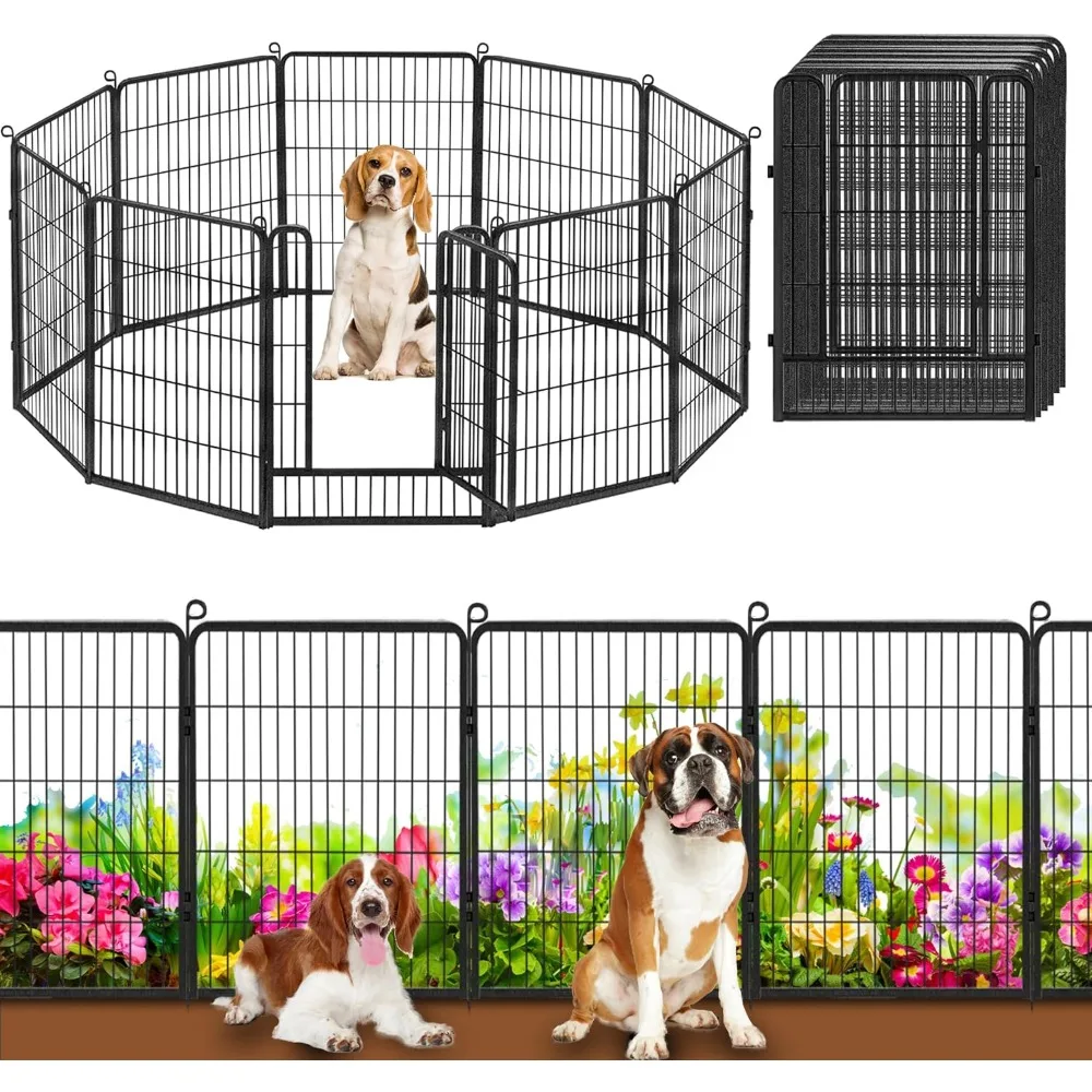 

Декоративные металлические заборные панели, заборы для собак, наружный садовый забор с воротами, 32 дюйма (H) x 22 фута (L), забор для собак, временная Заборная панель