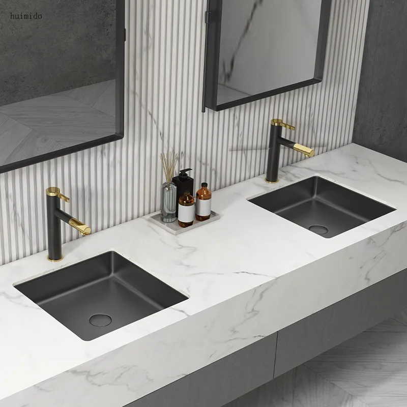 Square black 304 stainless steel under-counter basin wash basin household