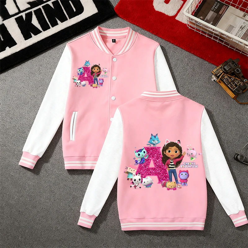 

Gabby Dollhouses Baseball Jacket Spring Autumn New Boys Girls Casual Sweatshirt cute Children Sports Outerwear Jacket coats tops