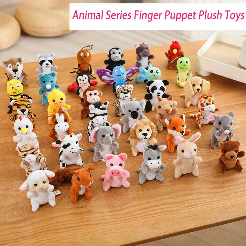 Marioneta de dedo de la serie Animal, juguete de peluche, lindo cachorro, cerdito, Panda, marioneta de dedo de Animal, juguete de peluche de utilería de historias de educación temprana para niños