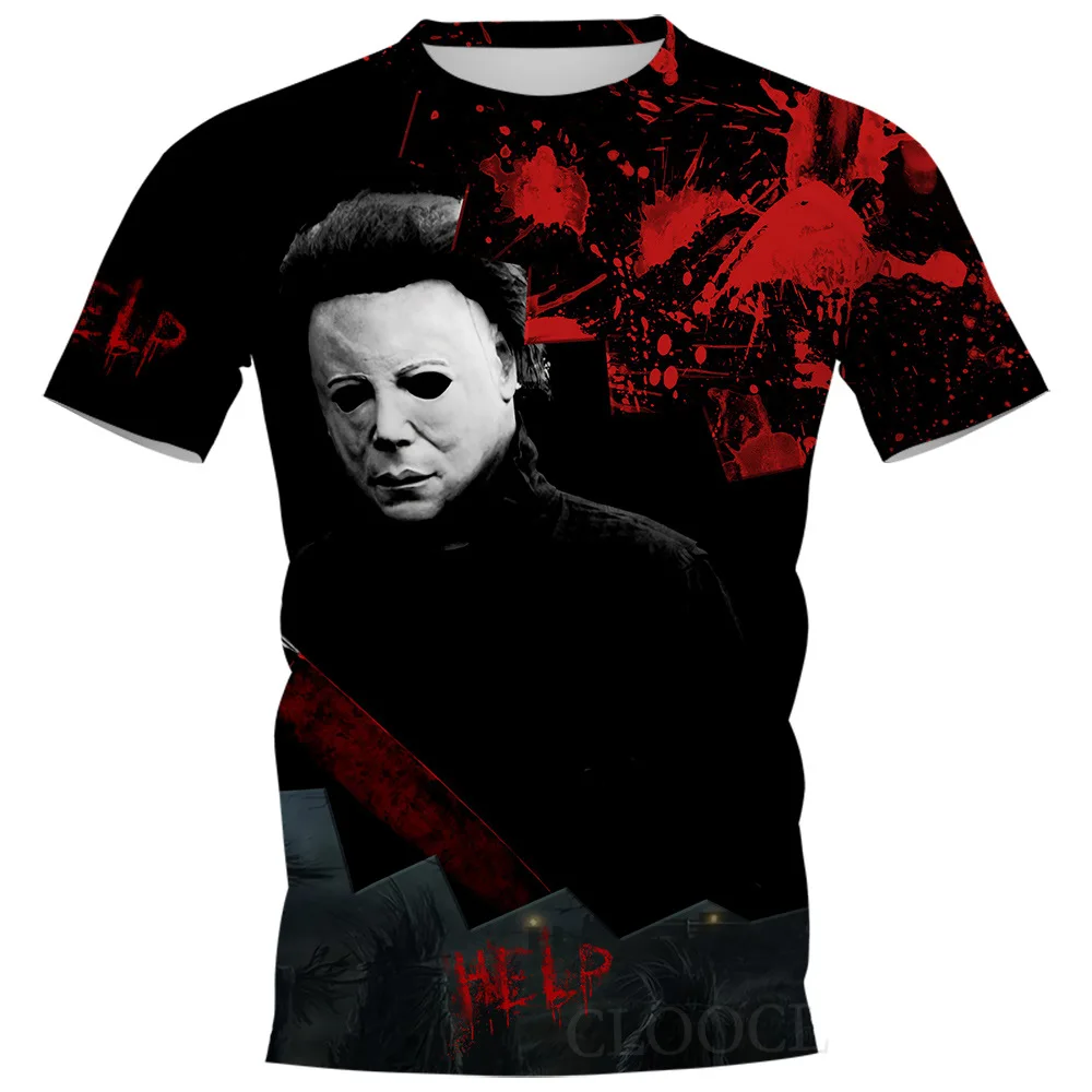 Halloween Men\'s Horror Style Tshirts Michael Classic Horror Movie Character 3d Prited T-shirt Men Casual O-neck Tees Men Clothes