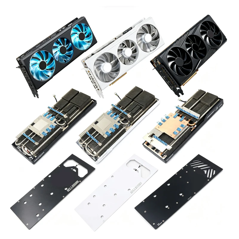 Compatible with PowerColor RX6700XT Hellhound Ice White, RX6800/6800XT Red Dragon GPU Heatsink & Card Backplate Replacement