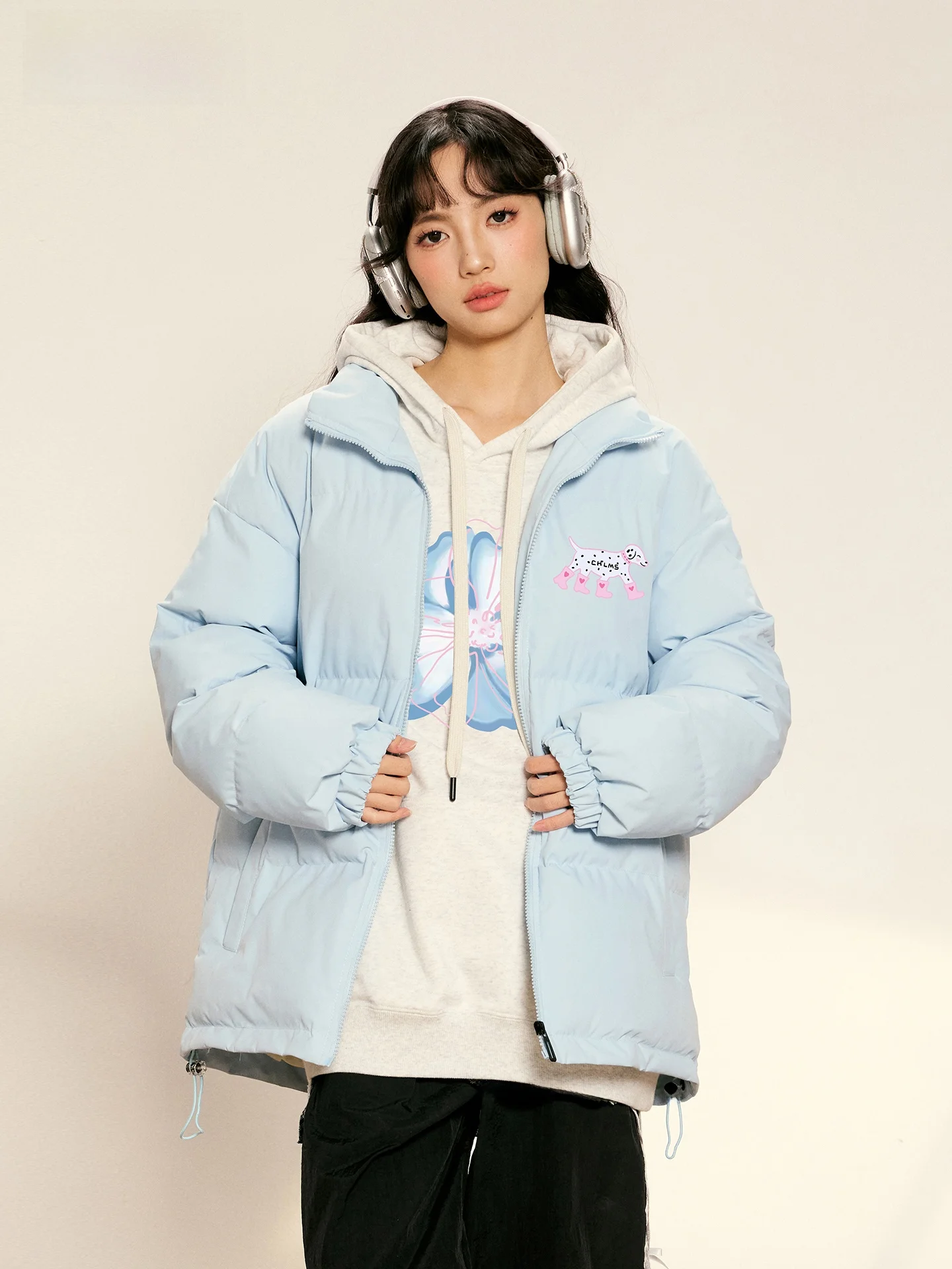 

Thiened Cotton Jaet Women's Winter Casual All-match Spot Dog Print Warm Coat Faionable Chinese Brand CHLMS