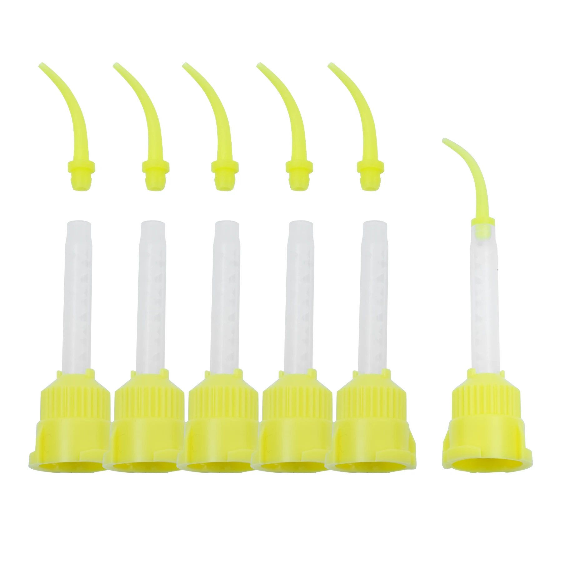 50Pcs/Pack Dental Mixing Tips  Tips Disposable Mixers Yellow 1:1 Yellow Mixing Tips Disposable Dentistry Materials