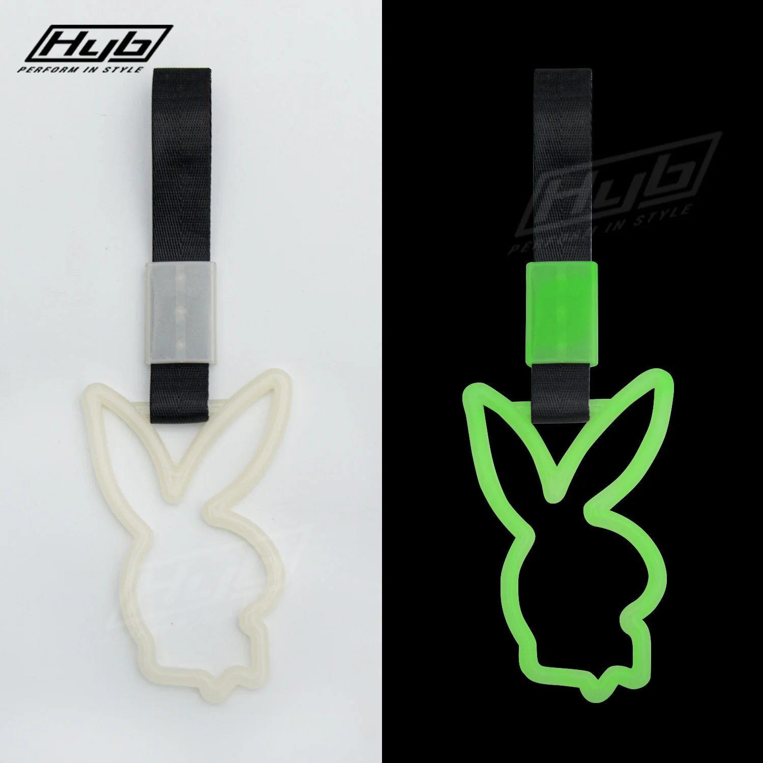 JDM Rabbit Racing Tsurikawa Ring Train Bus Handle Universal Drift Anime Car Modified Handle Nylon Strap For Car Warning