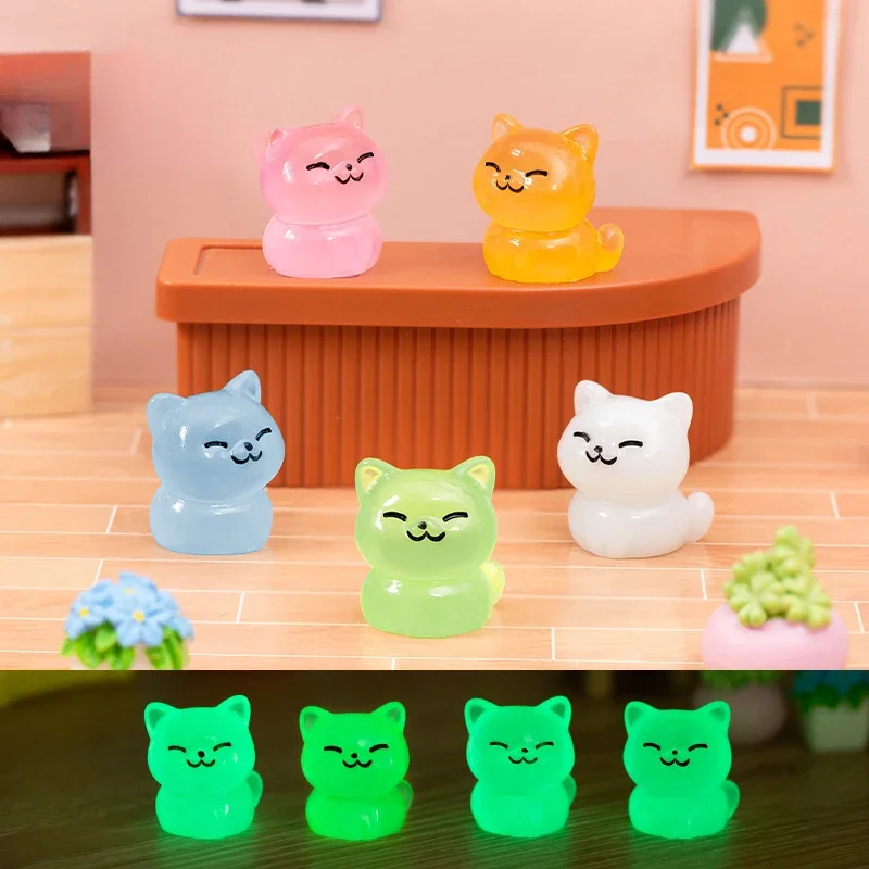 

10/20/30Pcs Cute Mini Luminous Cat Desktop Ornament Resin Animals DIY Figurines Garden Decor Kids Gift Home Room Decoration 2025