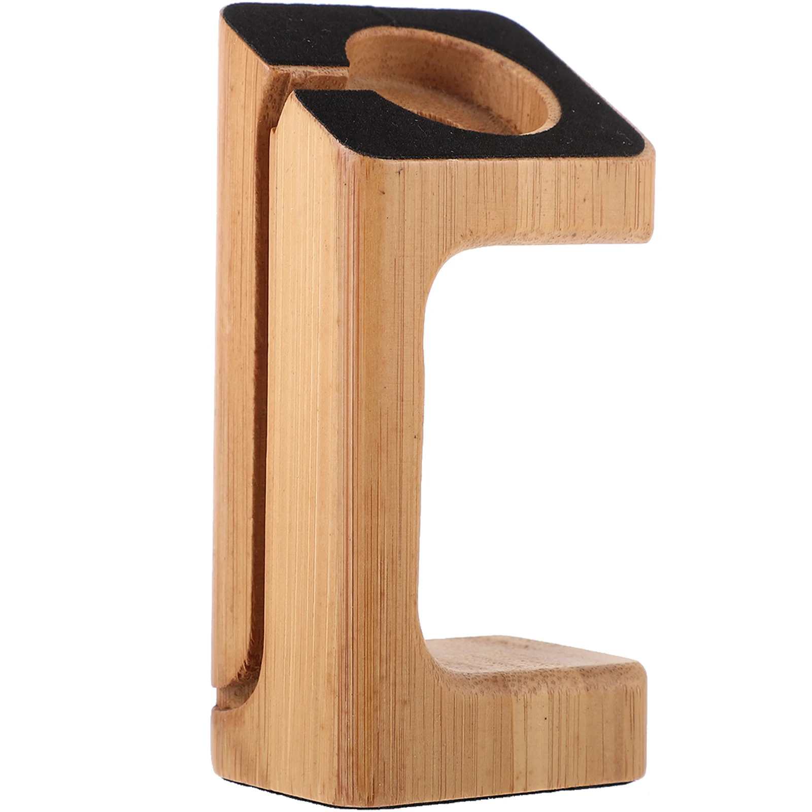 

1pc Bamboo Wooden Watch Stand Smart Charging Holder Durable Wood Grain Elegant Lightweight Spong Pad Intelligent