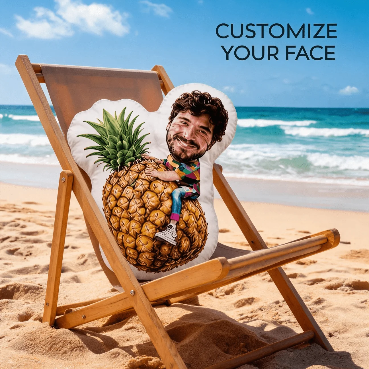 Custom Photo Shaped Pillow, Funny Face Hugging Pineapple Personalized Decorative Cushion, Unique Home Decor Accent for Sofa & Be